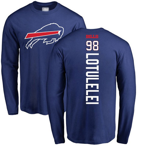 Men NFL Buffalo Bills #98 Star Lotulelei Royal Blue Backer Long Sleeve T Shirt
